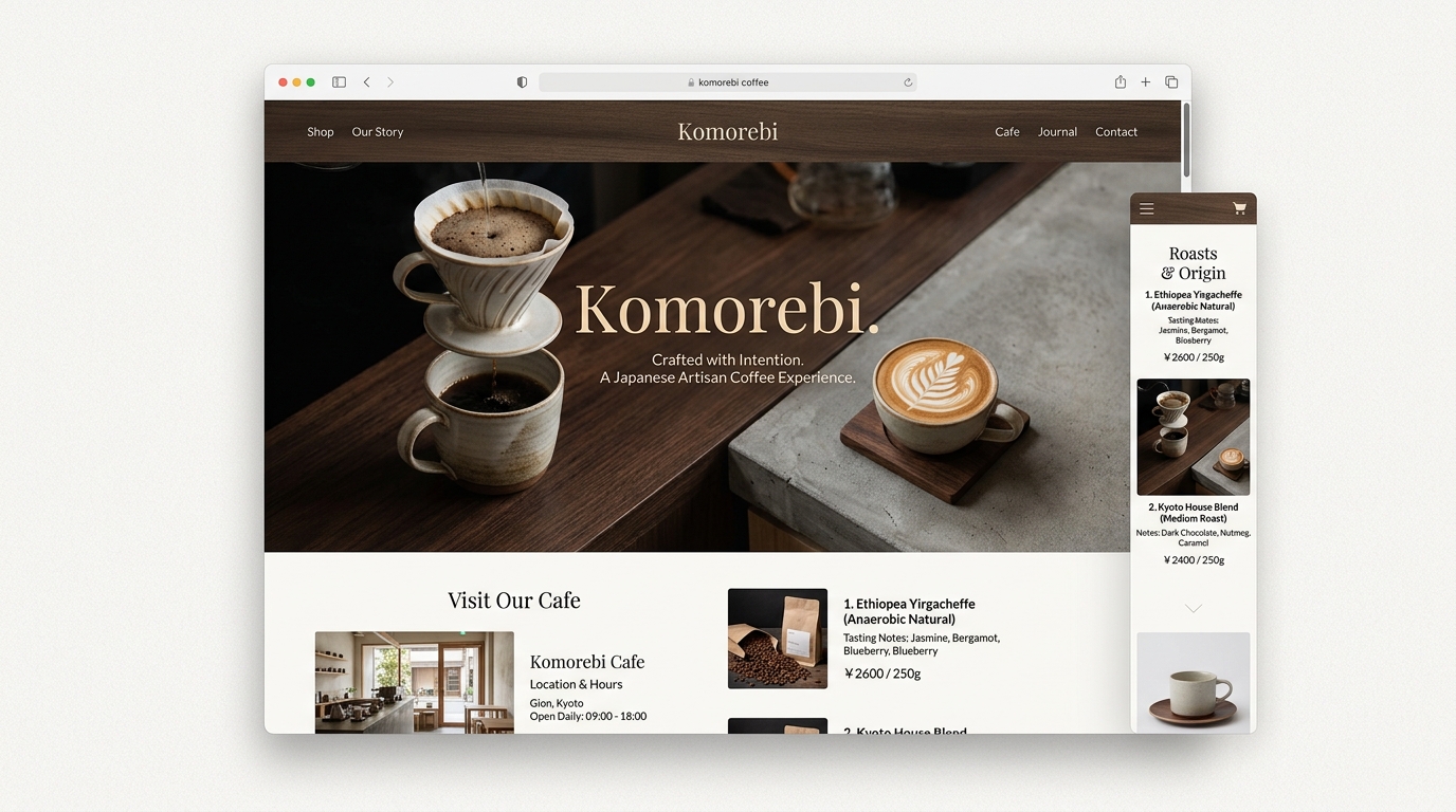 Komorebi Artisan Roasters Website Case Study